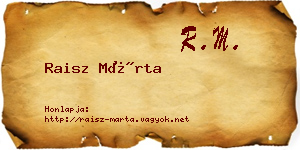 Raisz Márta névjegykártya